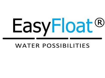 Logotyp för EasyFloat Water Possibilities, undervarumärke till Floattech som erbjuder flytbryggor och flytponton
